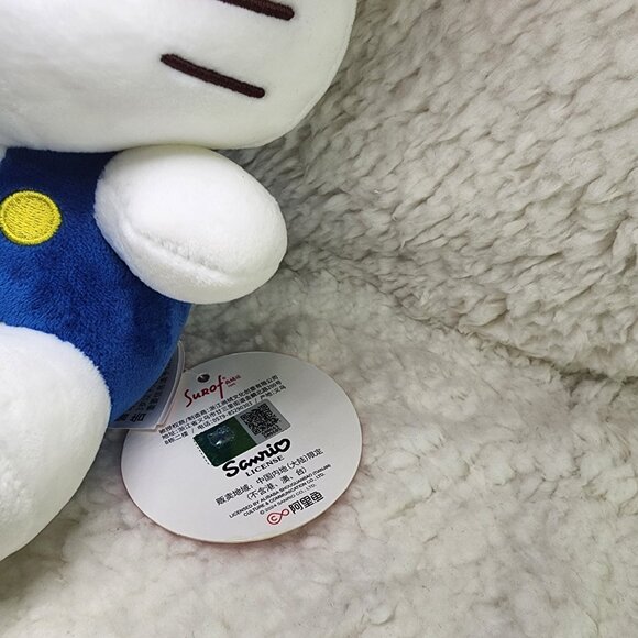 Hello Kitty Plush 9” – Red Bow – Blue Overalls – Cute Sanrio Stuffed Toy - Picture 7 of 8